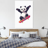 Skater Panda Canvas – Skateboarding Panda Wall Art キャンバスプリント (インサイチュ (寝室))