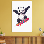 Skater Panda Canvas – Skateboarding Panda Wall Art キャンバスプリント (インサイチュ (リビング))