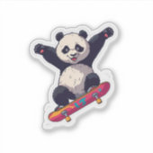 Skater Panda Sticker – Cartoon Decal シール (正面)
