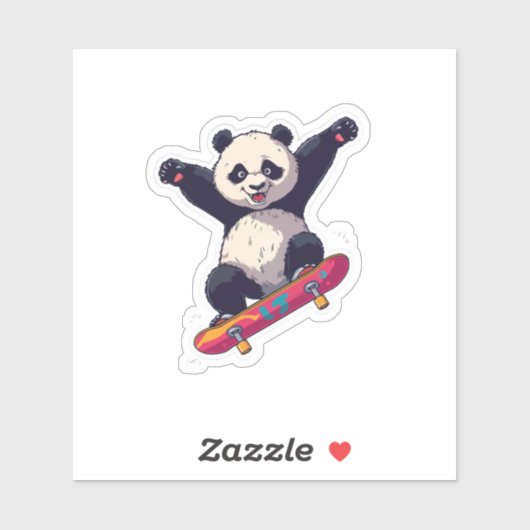 Skater Panda Sticker – Cartoon Decal シール (シート)
