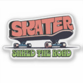 Skater Shred the Road – Retro 70s Skateboarding  シール (正面)