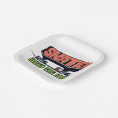 Skater Shred the Road – Retro 70s Skateboarding  ペーパープレート (傾斜あり)