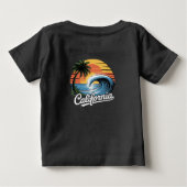 Skater SkullTropical Sunset Retro Punk Island Wave ベビーTシャツ (裏面)