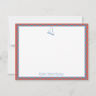 Skates with Soft Blues Personalized Note Card ノートカード