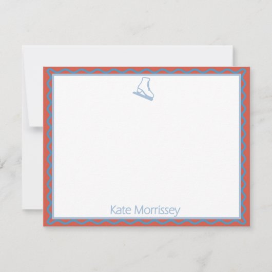 Skates with Soft Blues Personalized Note Card  ノートカード (正面)