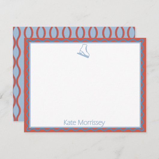 Skates with Soft Blues Personalized Note Card  ノートカード (正面/裏面)