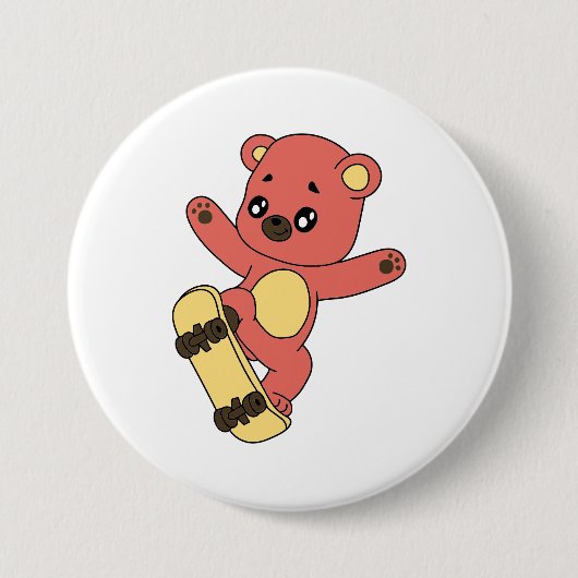Skating Bear 缶バッジ (正面)