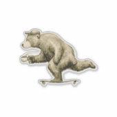 Skating Bear with Coffee Cup シール (正面)
