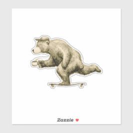 Skating Bear with Coffee Cup シール