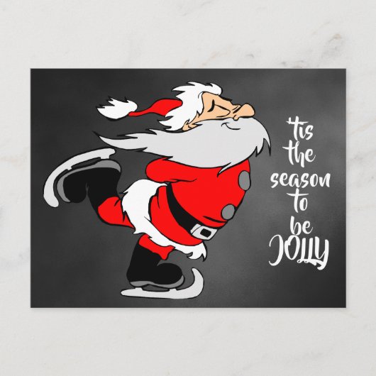Skating Cartoon Santa Claus "tis the season  ポストカード (正面)