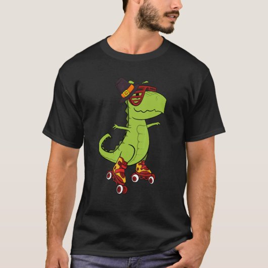 Skating Dinosaur Thanksgiving Day Cool Rex Roller  Tシャツ (正面)