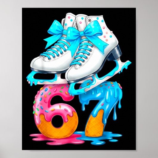 Skating Ice Cream Drip Number 67 Player 67th Birth ポスター (正面)