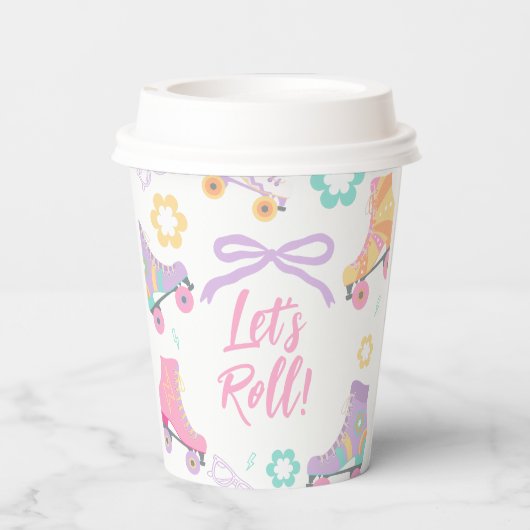 Skating Lets Roll Roller Skate Girl Birthday 紙コップ (裏面)