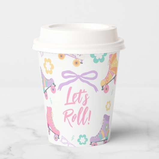Skating Lets Roll Roller Skate Girl Birthday 紙コップ (正面)
