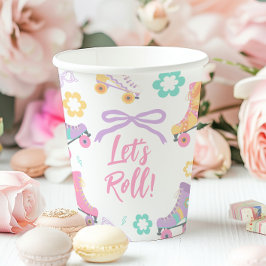Skating Lets Roll Roller Skate Girl Birthday 紙コップ