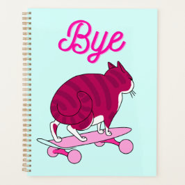 Skating Pink Cat With Funny Text プランナー手帳