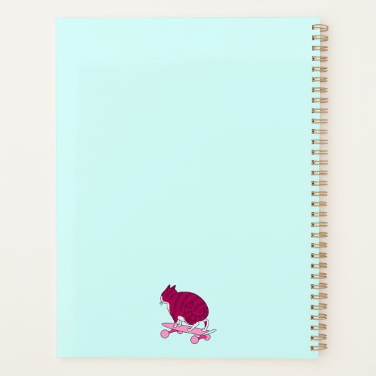 Skating Pink Cat With Funny Text プランナー手帳 (裏面)