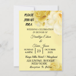 Skaymarts | ロマンチックな黄色の植物ウェディング招待状 招待状