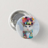 Skeezix猫のイースターのウサギボタン 缶バッジ (正面&裏面)