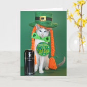 Skeezix McCat --- 猫のセントパトリックの日カード カード (黄色い花)