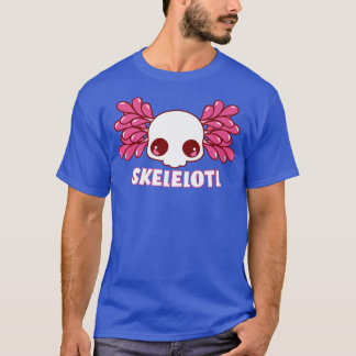 Skelelotlおもしろいかわいいスケルトン可愛いAolotl恋人 Tシャツ