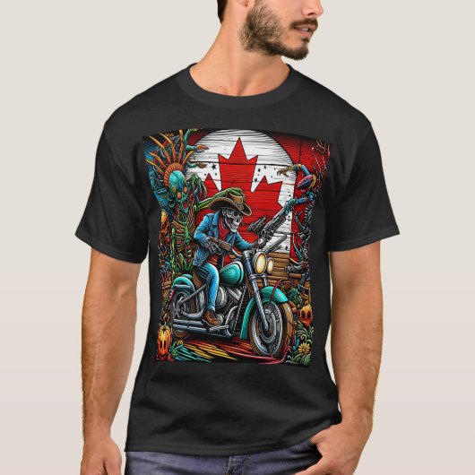 Skeletal Biker in an Apocalyptic World Tシャツ (正面)