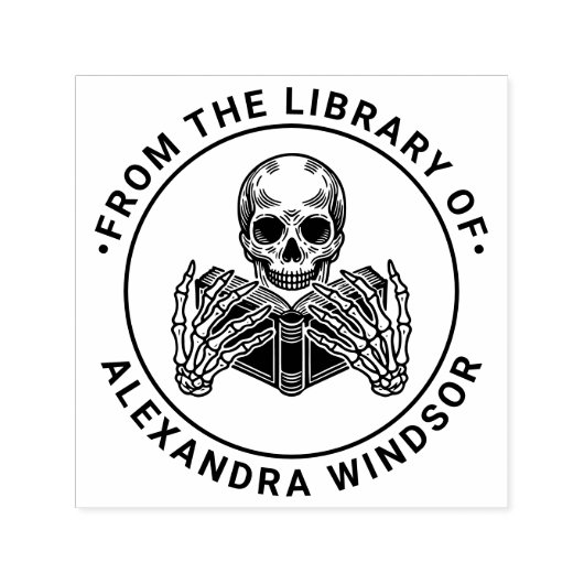 Skeleton'読s a Book #2 Library Book Name セルフインキングスタンプ (デザイン)