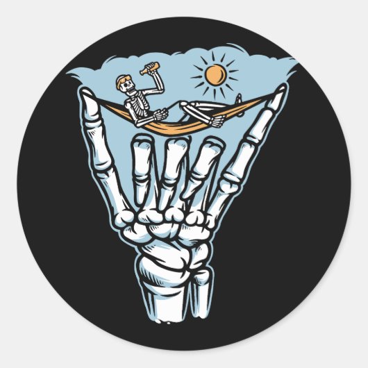 Skeleton リラックス on Giant Hand ラウンドシール (正面)