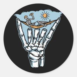 Skeleton リラックス on Giant Hand ラウンドシール