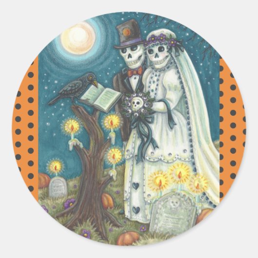 SKELETON 結婚 IN CEMERY STICKERS ROUND ラウンドシール (正面)