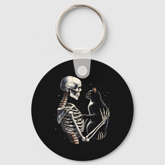 Skeleton 遊 With Cat GraphicスカルCat Garp キーホルダー (正面)