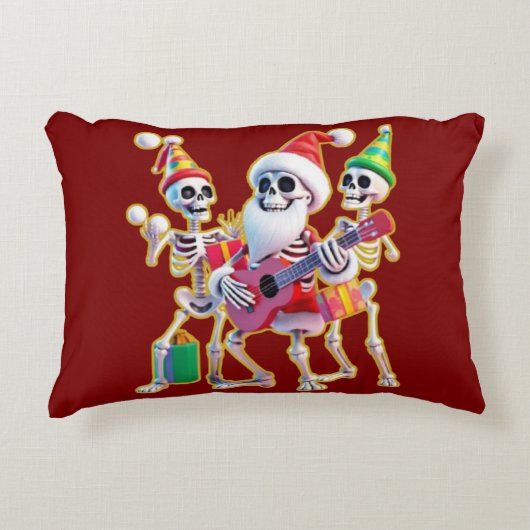 **Skeleton 3D Christm Santa Party – Funnyas Skelet アクセントクッション (正面)