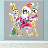**Skeleton 3D Christm Santa Party – Funnyas Skelet キャンバスプリント (インサイチュ (ウッドフロア))