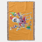 **Skeleton 3D Christm Santa Party – Funnyas Skelet スローブランケット (正面縦)