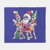 **Skeleton 3D Christm Santa Party – Funnyas Skelet フリースブランケット (正面(横))