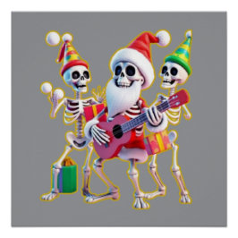 **Skeleton 3D Christm Santa Party – Funnyas Skelet ポスター