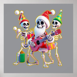 **Skeleton 3D Christm Santa Party – Funnyas Skelet ポスター