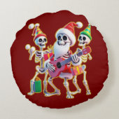 **Skeleton 3D Christm Santa Party – Funnyas Skelet ラウンドクッション (裏面)