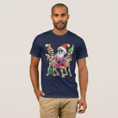 **Skeleton 3D Christm Santa Party – Funnyas Skelet Tシャツ (正面フル)