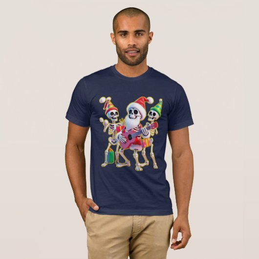 **Skeleton 3D Christm Santa Party – Funnyas Skelet Tシャツ (正面フル)