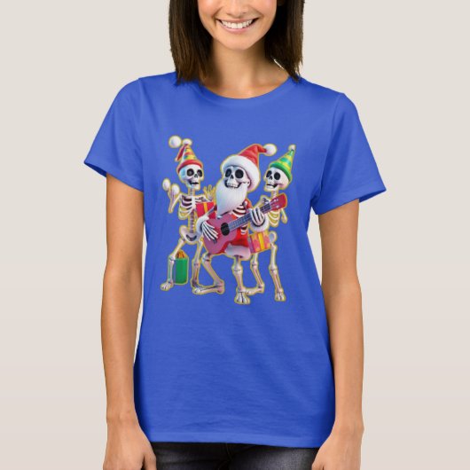 **Skeleton 3D Christm Santa Party – Funnyas Skelet Tシャツ (正面)