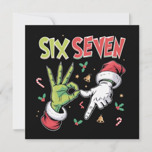 Skeleton 6 7 Christmas Six Seven Meme Xmas シーズンカード (正面)