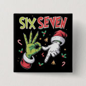 Skeleton 6 7 Christmas Six Seven Meme Xmas 缶バッジ (正面)