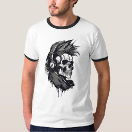 Skeleton and skull.skelett und totenkopf t-shirt  tシャツ