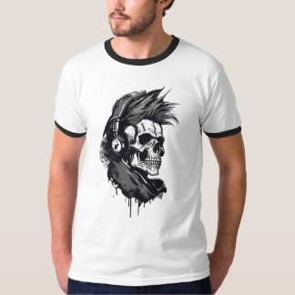 Skeleton and skull.skelett und totenkopf t-shirt  tシャツ