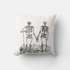 Skeleton Art White Pillow クッション