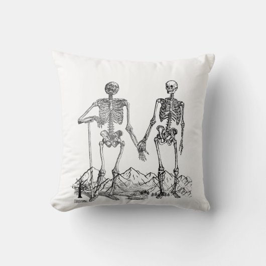 Skeleton Art White Pillow クッション (正面)