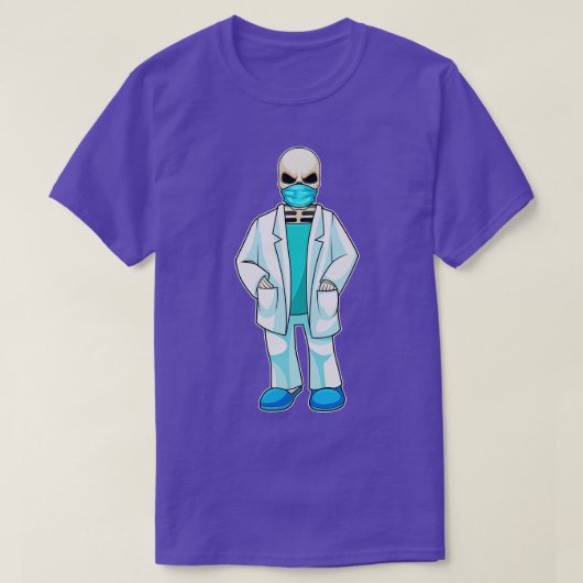 Skeleton as Doctorと顔マスク Tシャツ (デザイン正面)