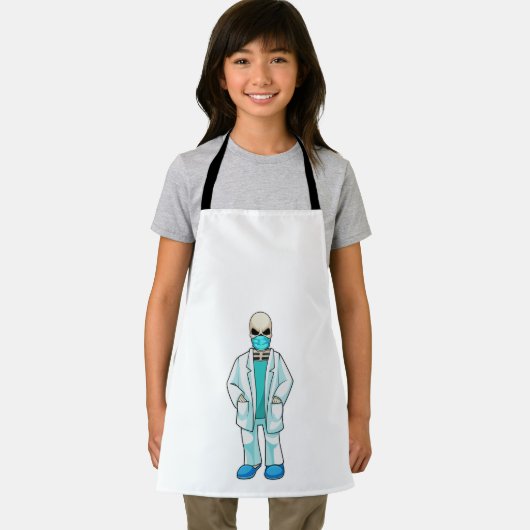 Skeleton as Doctor with Face mask エプロン (インサイチュ)