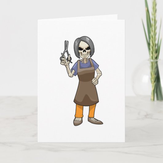 Skeleton as Hairdresser with Scissors カード (正面)